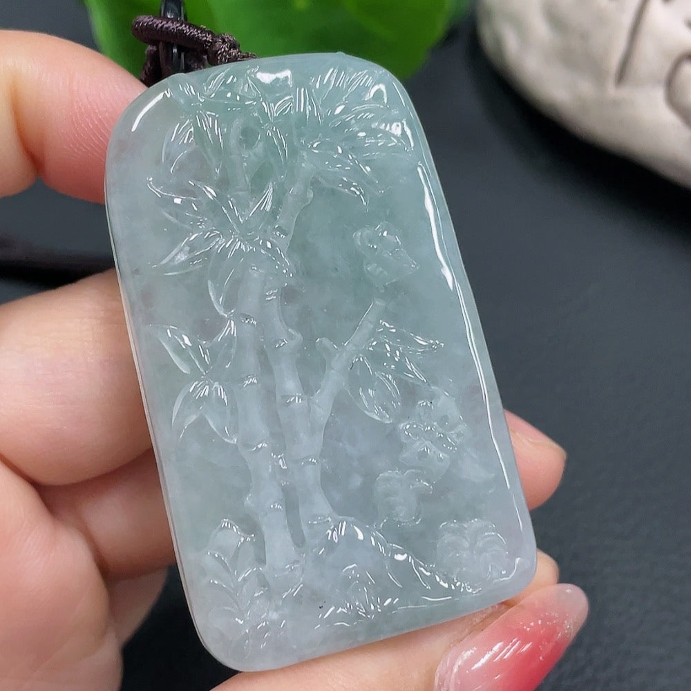 Jadeite Pendant Bamboo Joint, Non-Grade A Matching Stones, Total Weight 47.437g