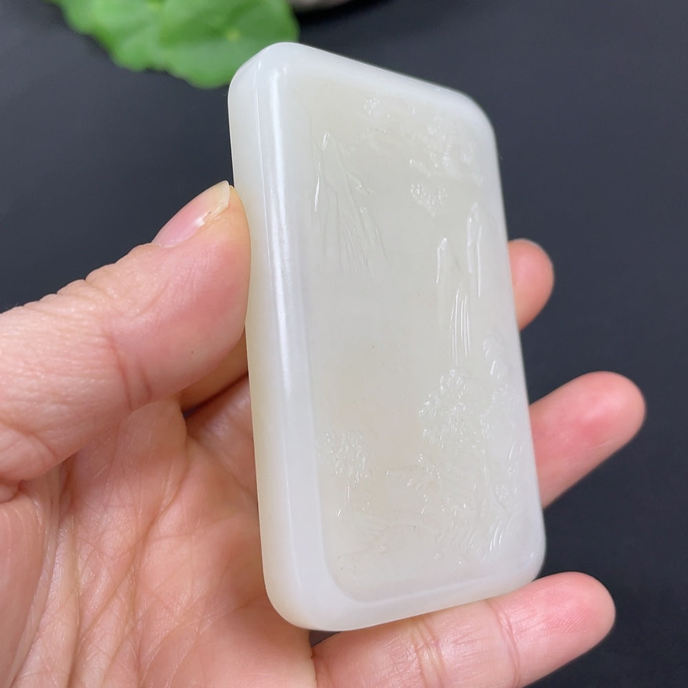 Hetian Jade Pendant Manjushri Bodhisattva Total weight about 70.6g