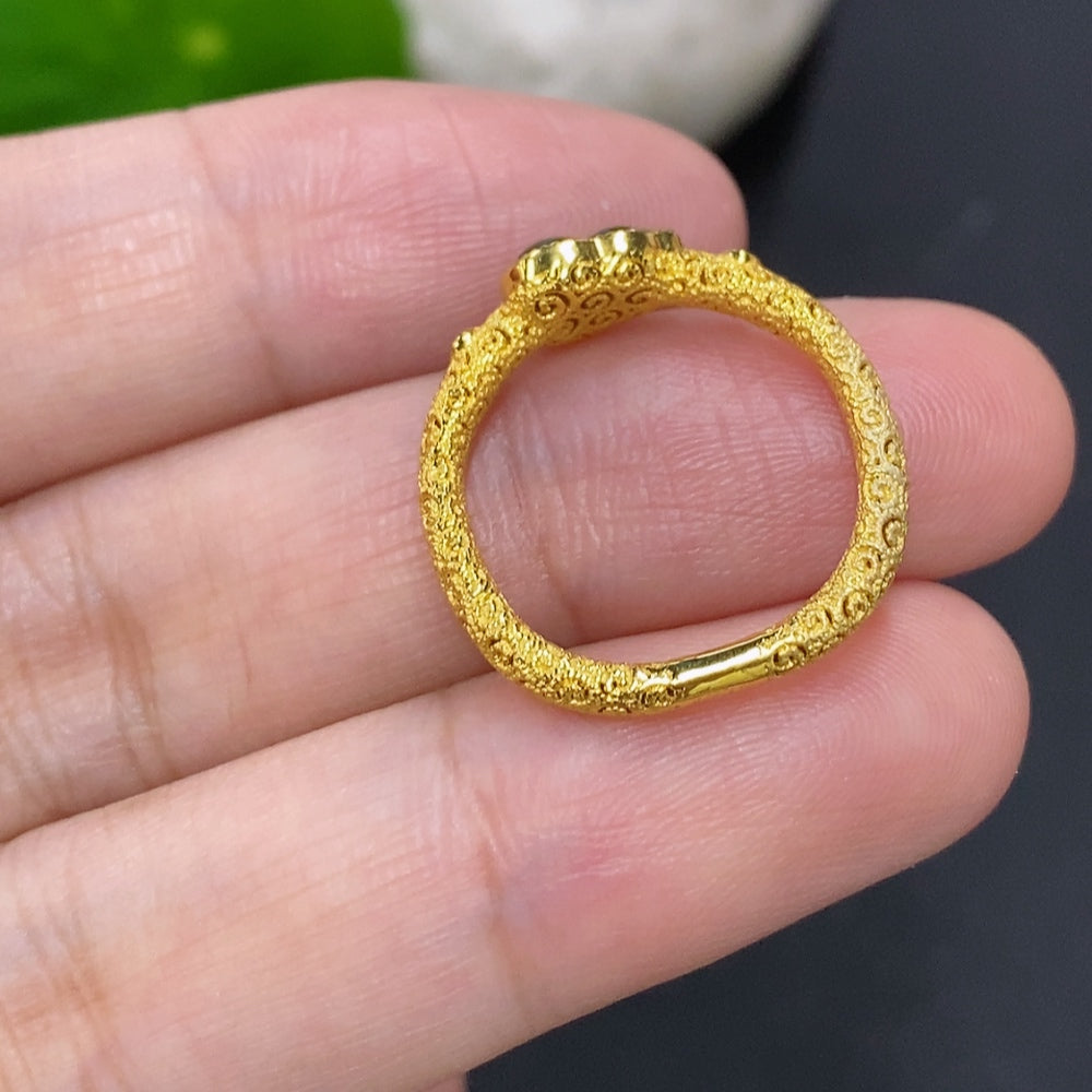 Jadeite Gourd Inlay Ring 18K Gold