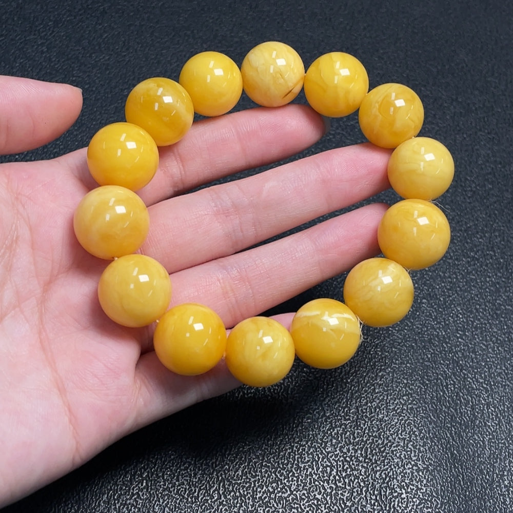 Amber Beeswax Bracelet, ., Size About 15.9mm | Huiliu Certified