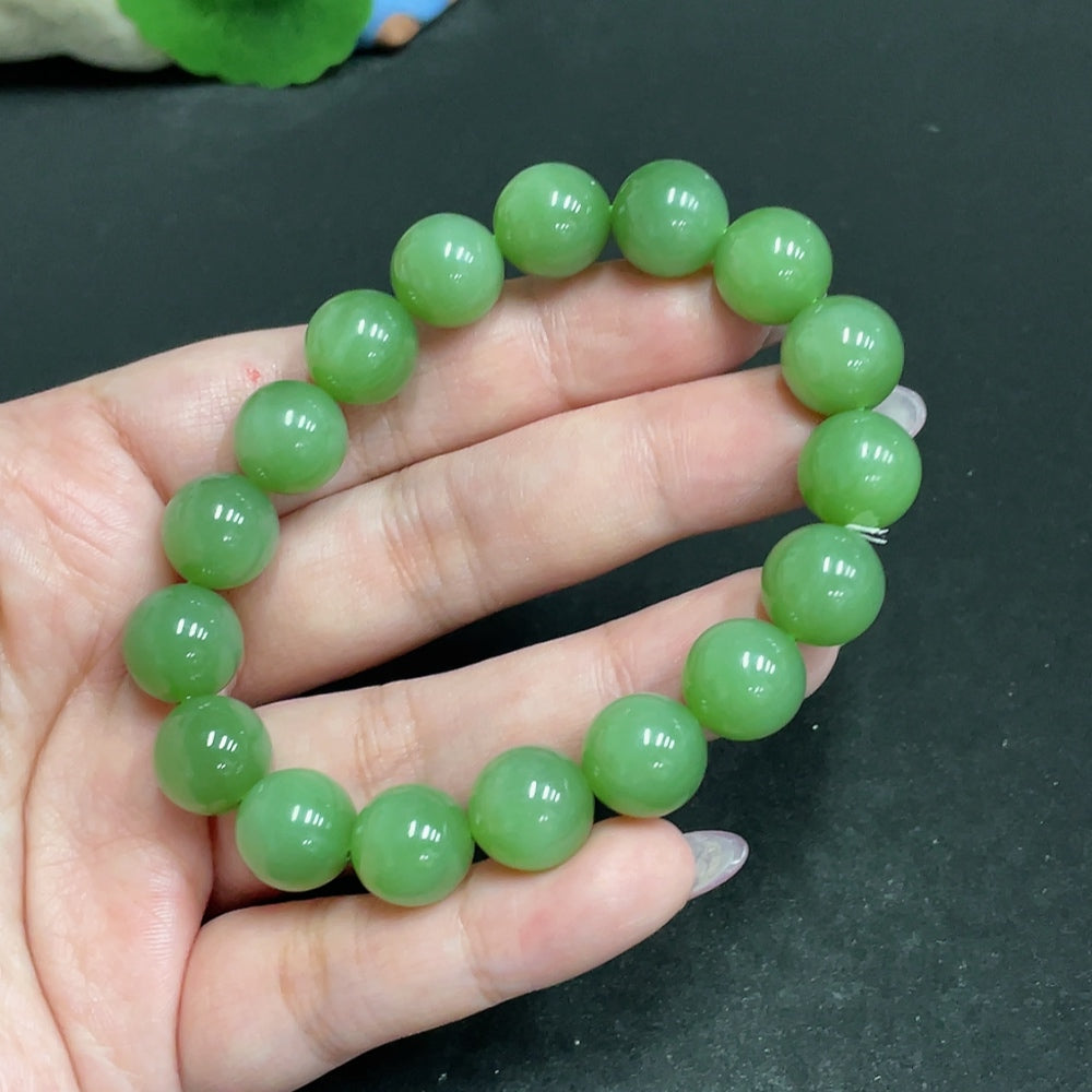 Hetian Jade Bead Bracelet, approx. 11.6mm, total weight about 44.1g
