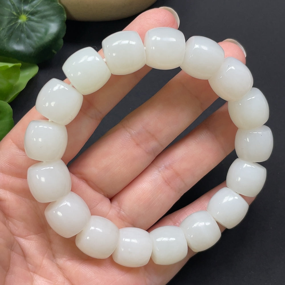 Hetian Jade Bracelet 12.9mm Approx. 64.42g