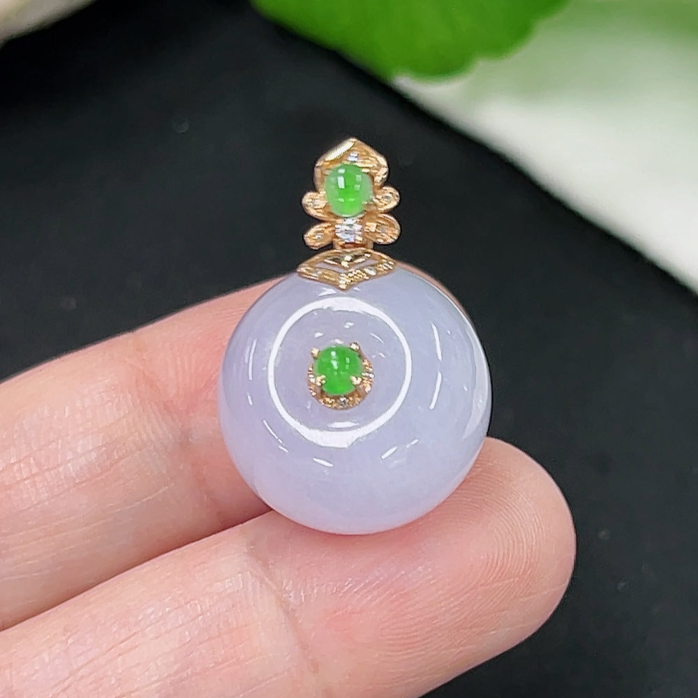 Jadeite Safety Buckle Pendant . (with Diamond Accents) | Huiliu Certified
