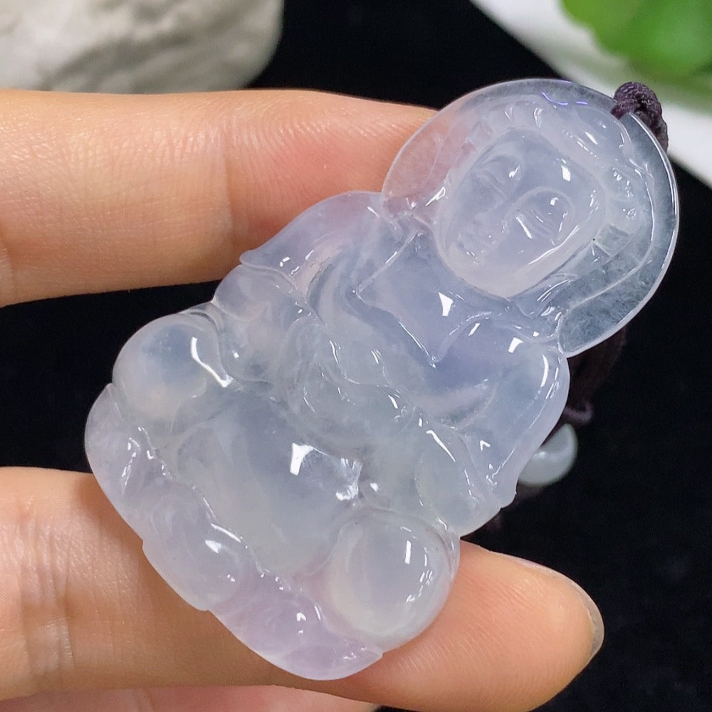 Jadeite Guanyin Pendant Total Weight Approx. 17.28g (Including Cord Weight) With Non-Grade A Beads