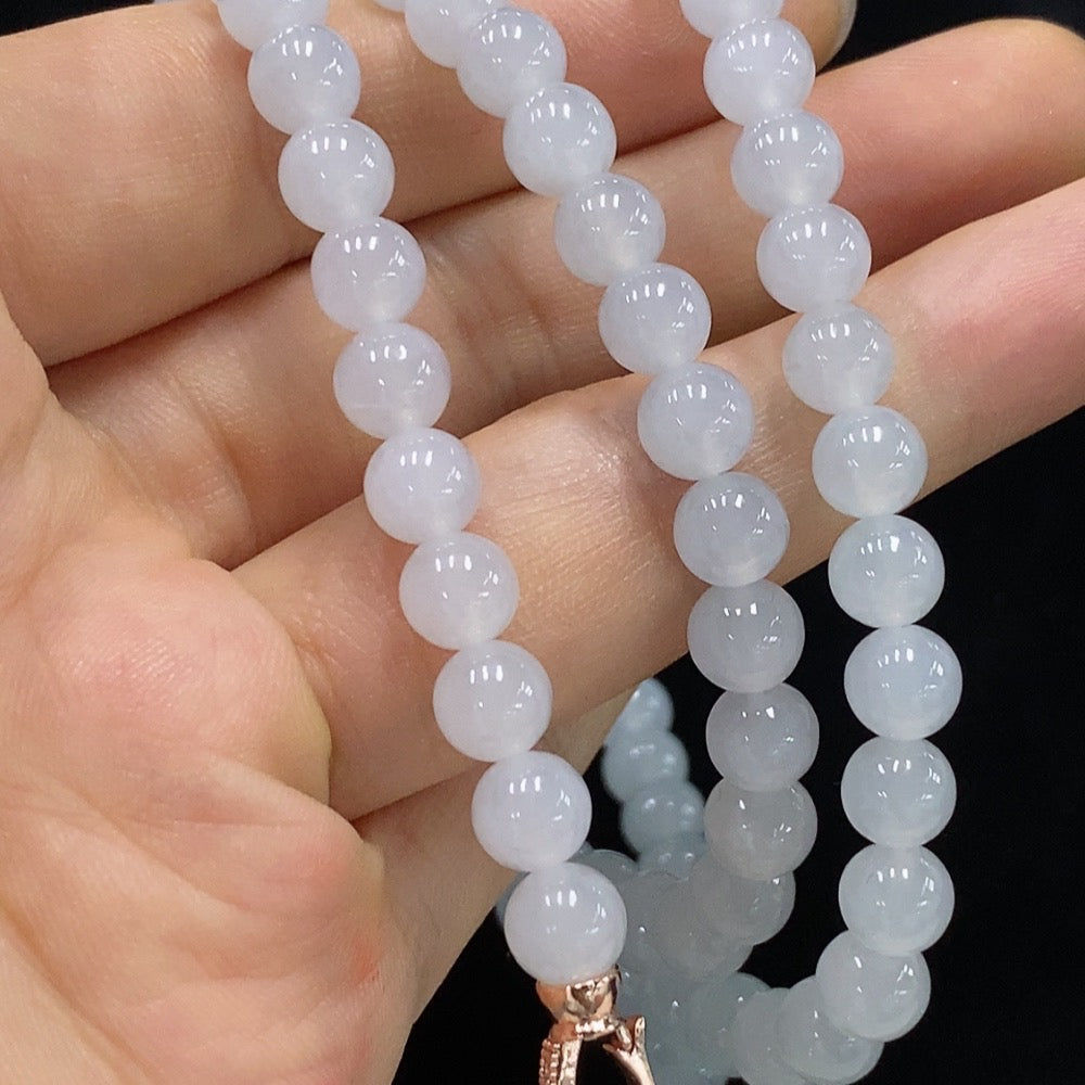 Jadeite Bead Necklace approximately 6.6mm, total weight about 58.75 grams, non-gold