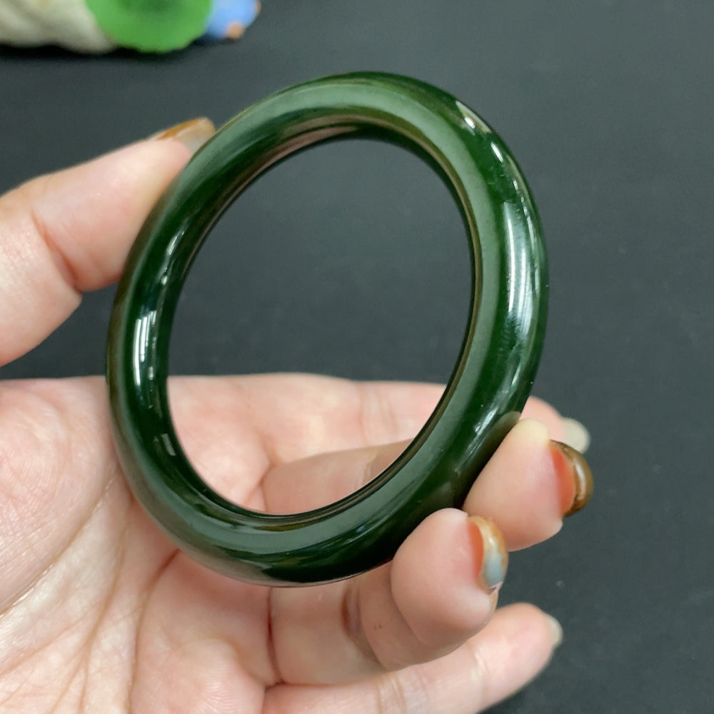 Hetian Jade Jasper Round Bangle Size 55.7 Total Weight Approx. 46.1g