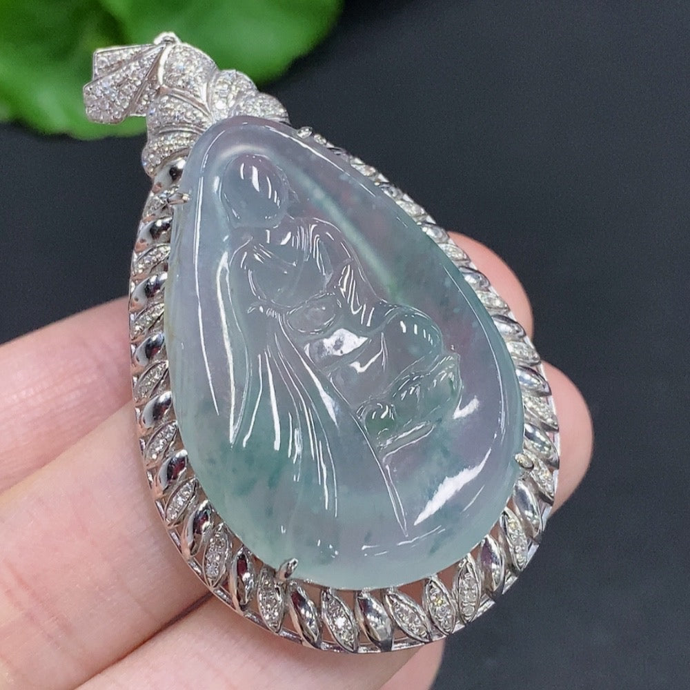 JadeiteEnlightenment Pendant 18K Gold with Diamond Accents