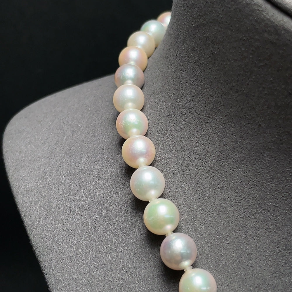 HKHQ seawater pearl necklace featuring undetermined color, 8.6mm pearls, total weight 46.43g, non-gold, elegant jewelry piece