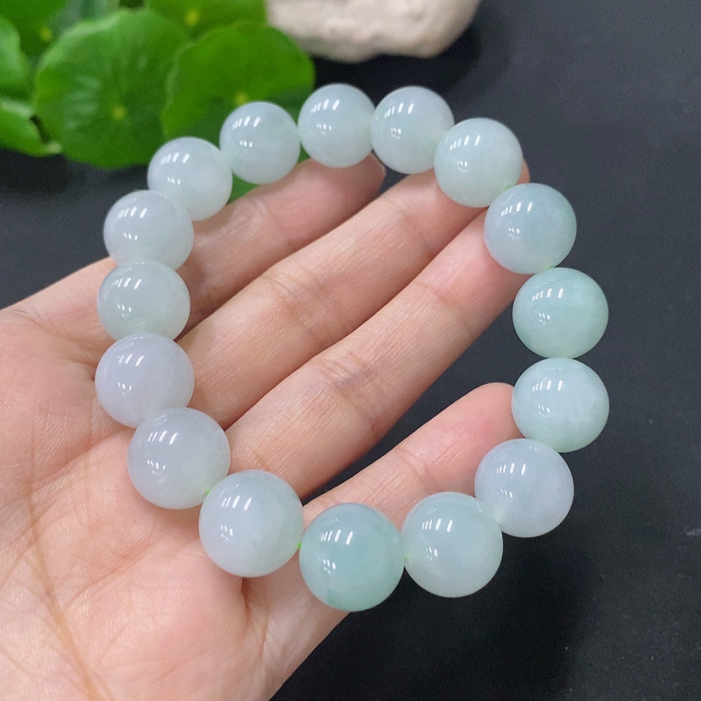 Jadeite Beads Bracelet Approx.12.5mm Total Weight 53.42g