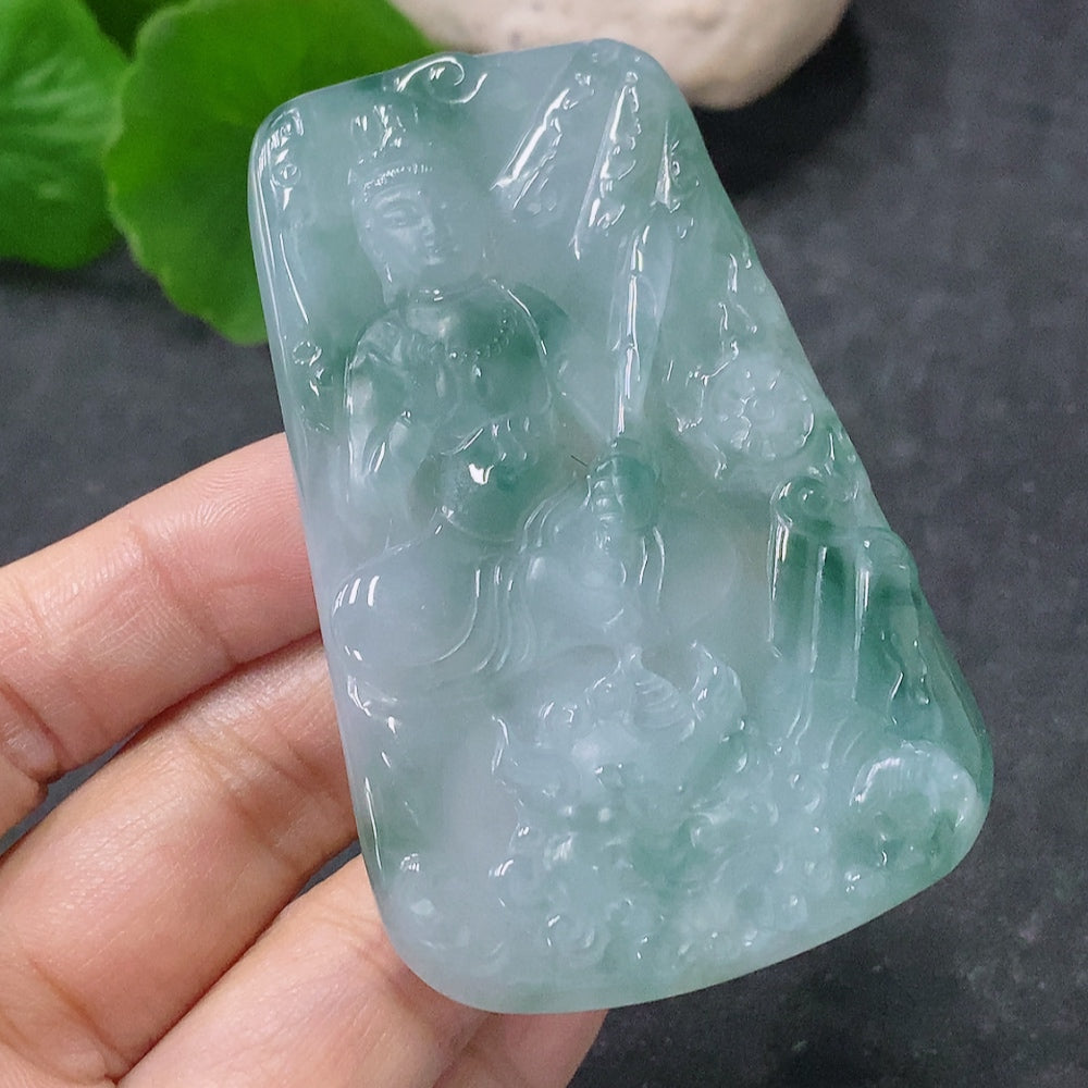 Jadeite Manjushri Bodhisattva Pendant Total Weight Approx. 41.5g