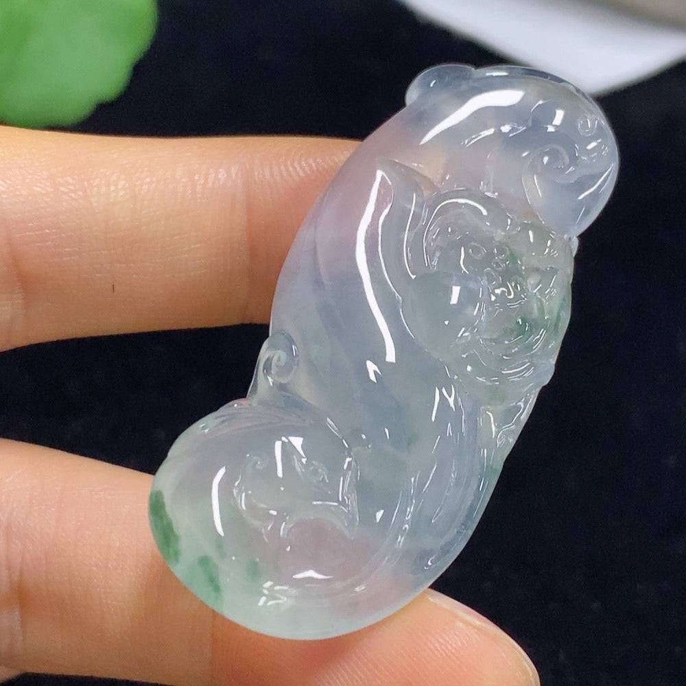 Jadeite Lotus Pendant from HUILIU HQ featuring a detailed carved lotus design, weighing approximately 16.26 grams.
