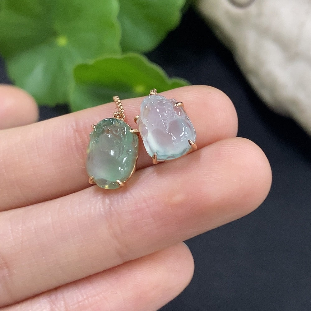 Jadeite Inlaid Earrings Pair . (Including Earplug Weight) | Huiliu Certified