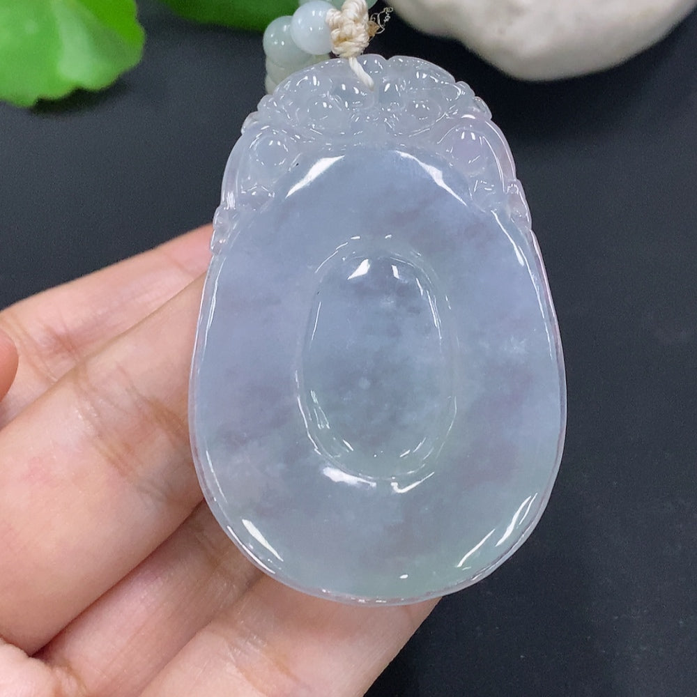 Jadeite Fortune Shell Pendant Total Weight Including Chain Approx. 52.7g