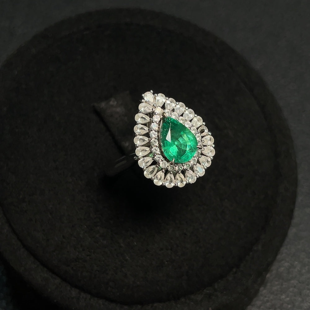 HUILIU HQ 18K emerald gemstone ring and pendant convertible, size 12, clarity enhanced, total weight 4.59g, gemstone jewelry