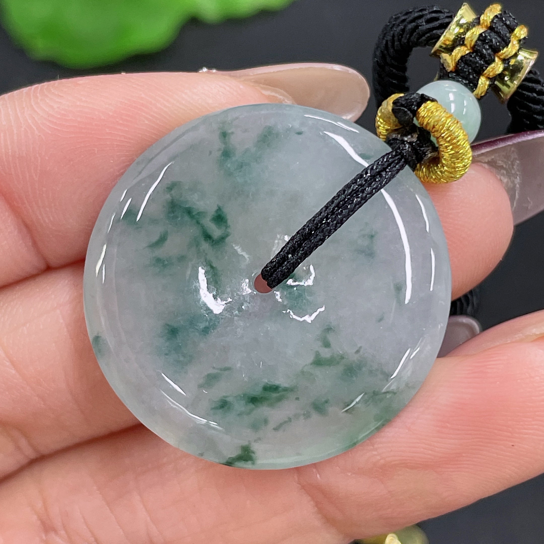 Jadeite Pendant Peace Knot with Cord Total Weight Approx. 11.92g
