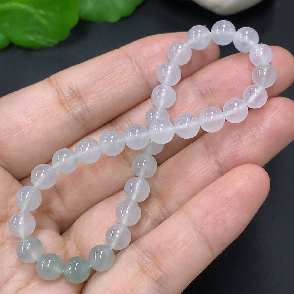 HUILIU HQ jadeite bead necklace with 5.8mm jade beads, total weight 11.3g, showcasing smooth, polished green jade beads.