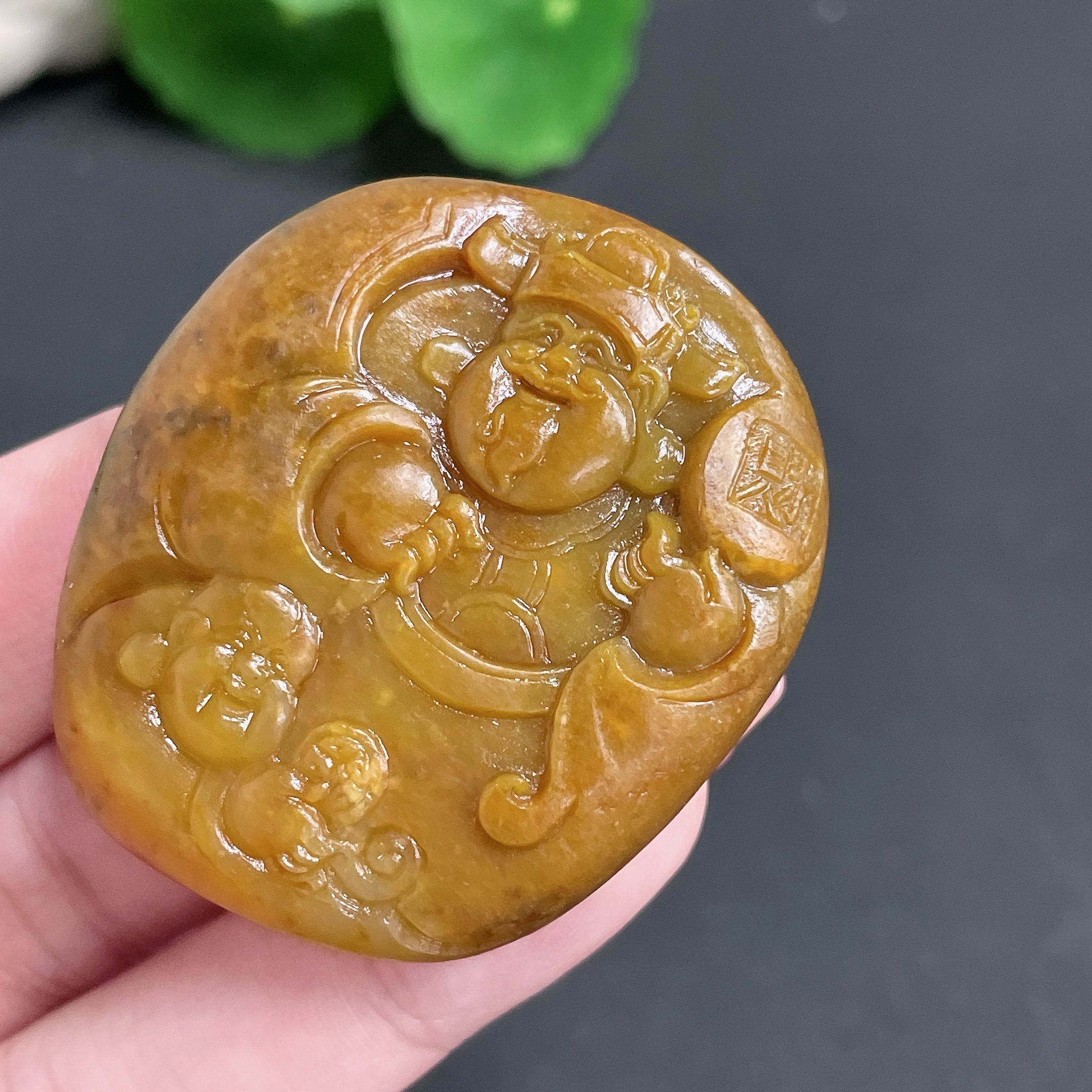 Hetian Jade Seed Material Pendant - God of Wealth - Total Weight Approx. 45.3g - Undetermined Skin Color Origin