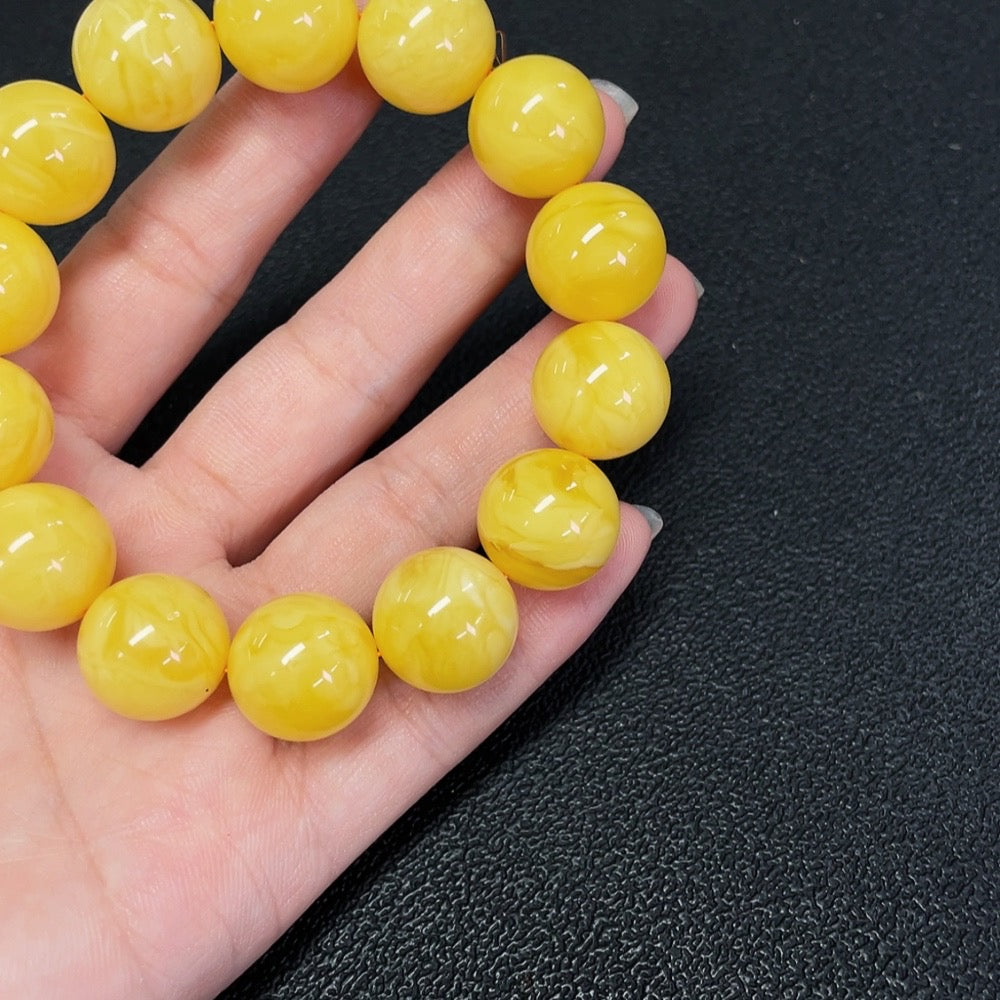 Amber Beeswax Bracelet, Approx. 15mm