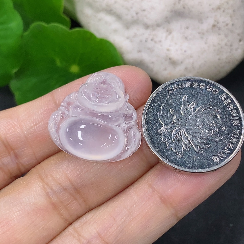 Jadeite Buddha pendant necklace with detailed carving, showcasing smooth green jadeite stone and Buddhist symbol design.