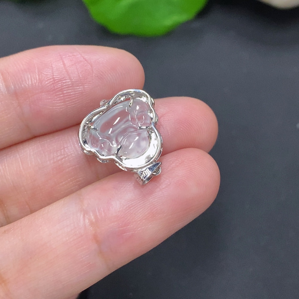 Jadeite Buddha inlaid pendant (18K gold buckle, main body Au61%) (non-diamond)