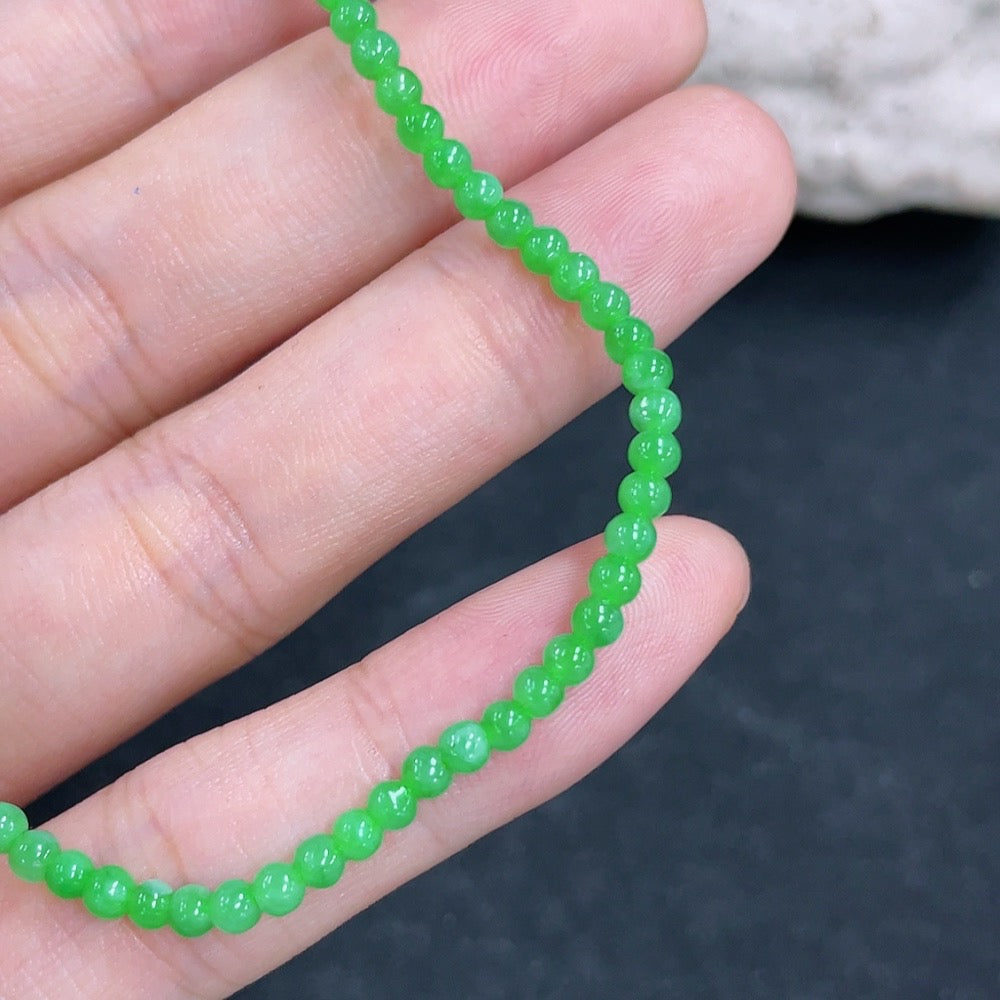 Jadeite Beads Bracelet Approx. 2.8mm Non-Gold Inlaid