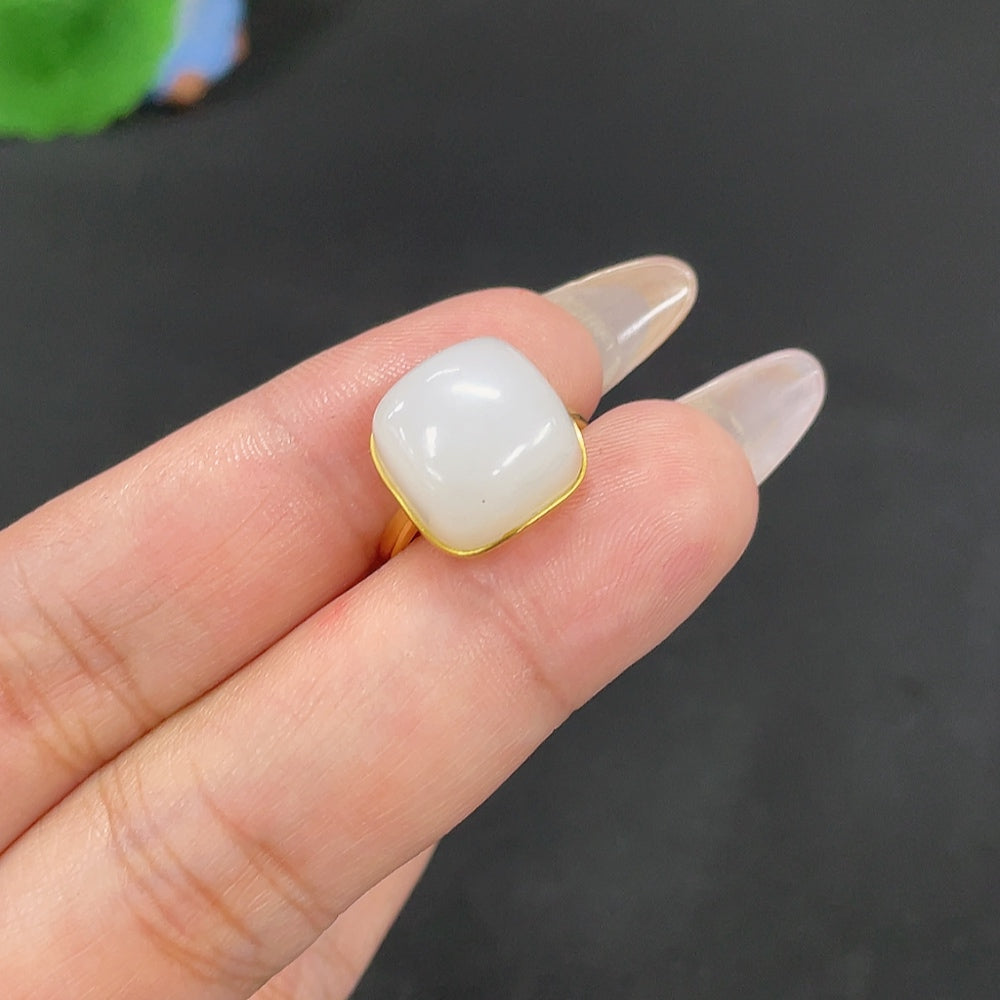 Hetian Jade Inlaid Ring . | Huiliu Certified