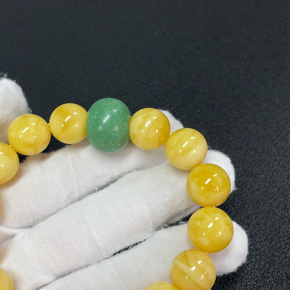 Amber and Beeswax Bracelet with Non-Natural Accent Stones, Total Weight Approx. 26.05g, Size About 13mm