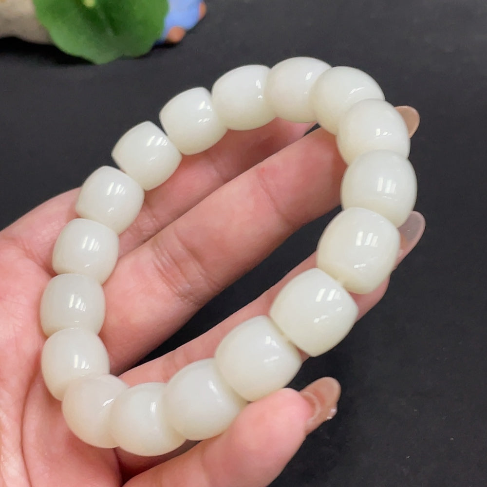Hetian Jade Bracelet, Approx. 12.9 mm, Total Weight Approx. 64.2g