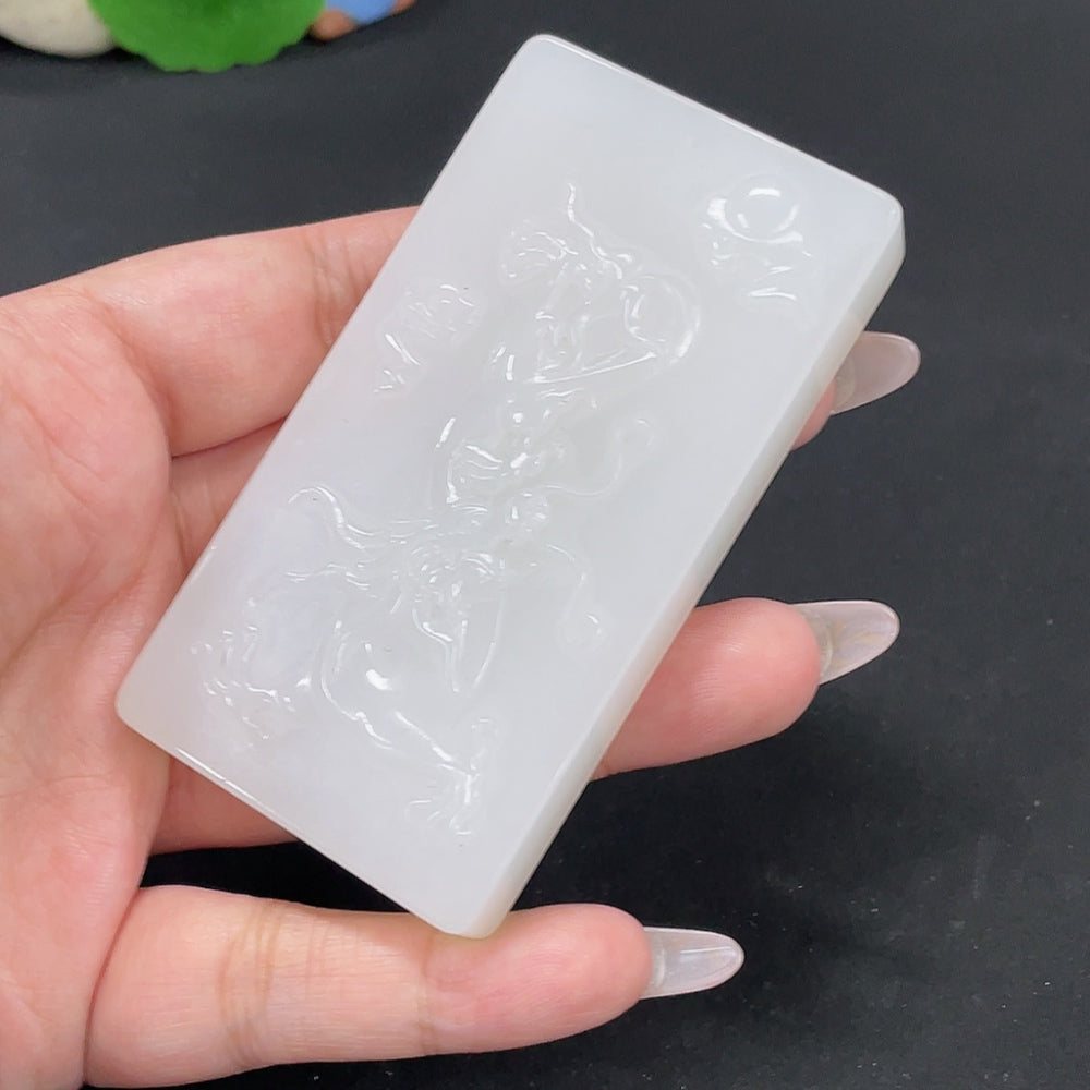 Hetian Jade Pendant Dragon Plaque Total Weight Approx. 119.3g