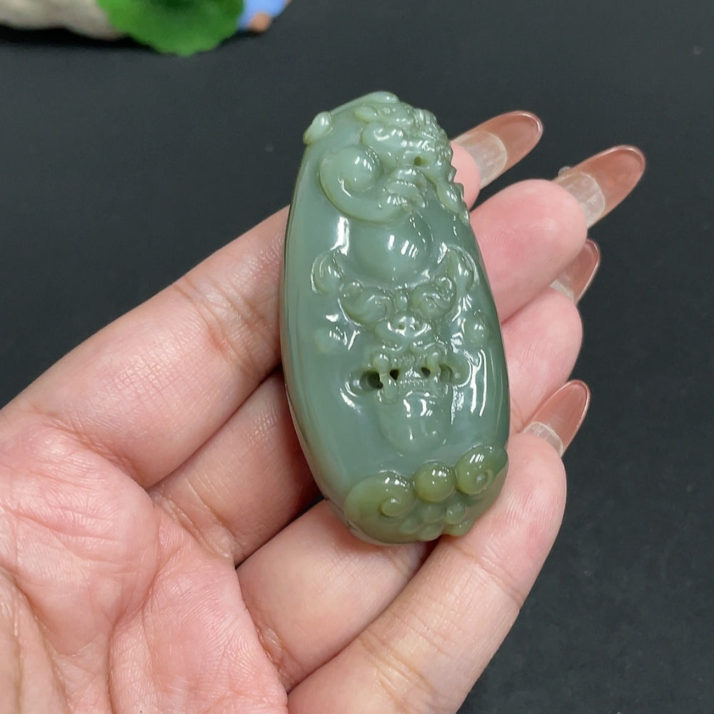 Hetian Jade Pendant Auspicious Beast . | Huiliu Certified