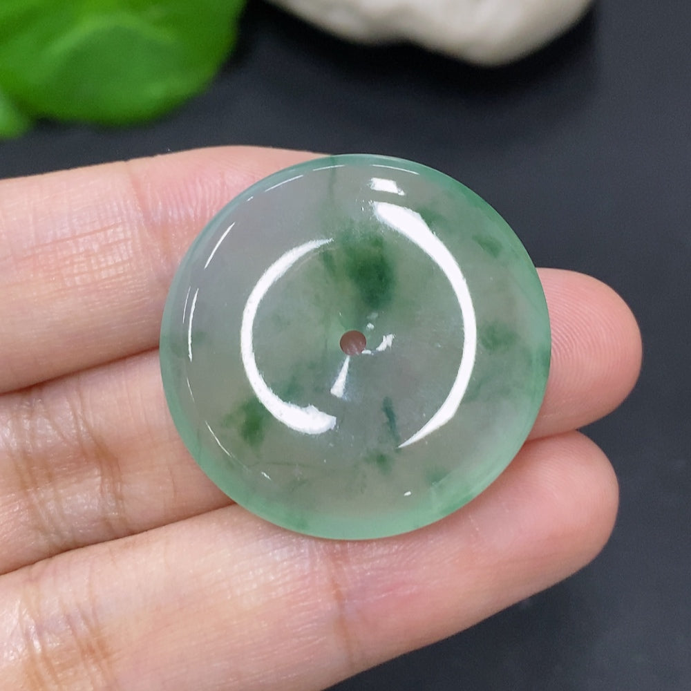 Jadeite Safety Buckle jewelry piece with smooth green jadeite and silver safety clasp, crafted by HKHQ.