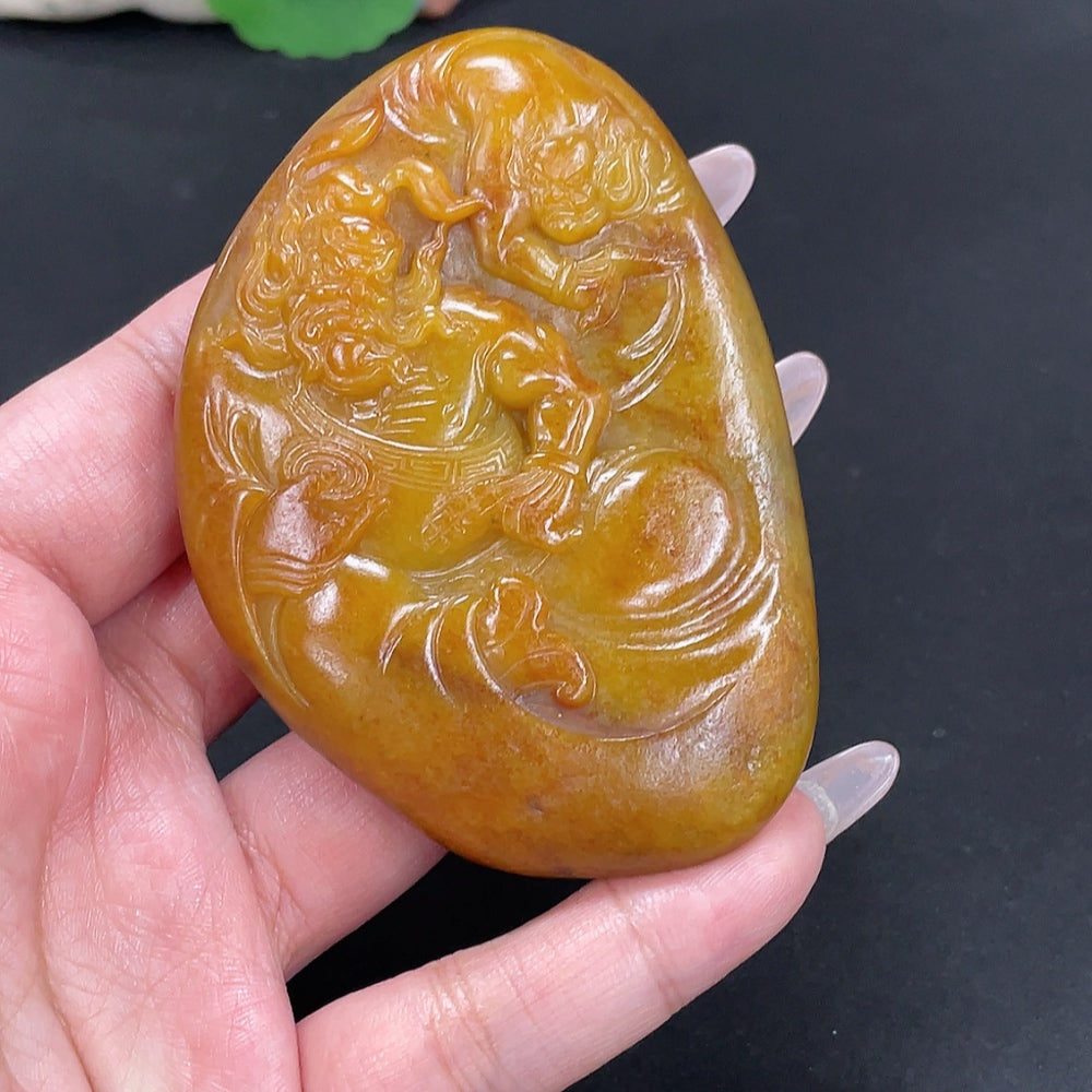 Hetian Jade Pendant - Zhong Kui, Approximately, Undetermined Skin Color Origin, Contains Other Mineral Components | Huiliu Certified