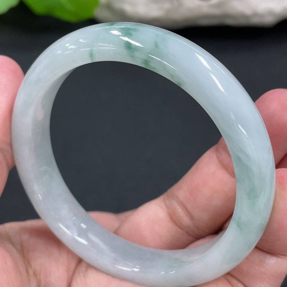 Jadeite round bracelet with 51mm diameter, featuring smooth green jade beads, weighing approximately 38.83g, by HUILIU HQ.