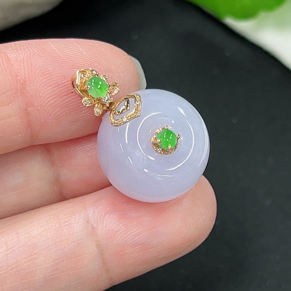Jadeite Safety Buckle Pendant 18K Gold Total Weight Approx. 7.6g (with Diamond Accents)