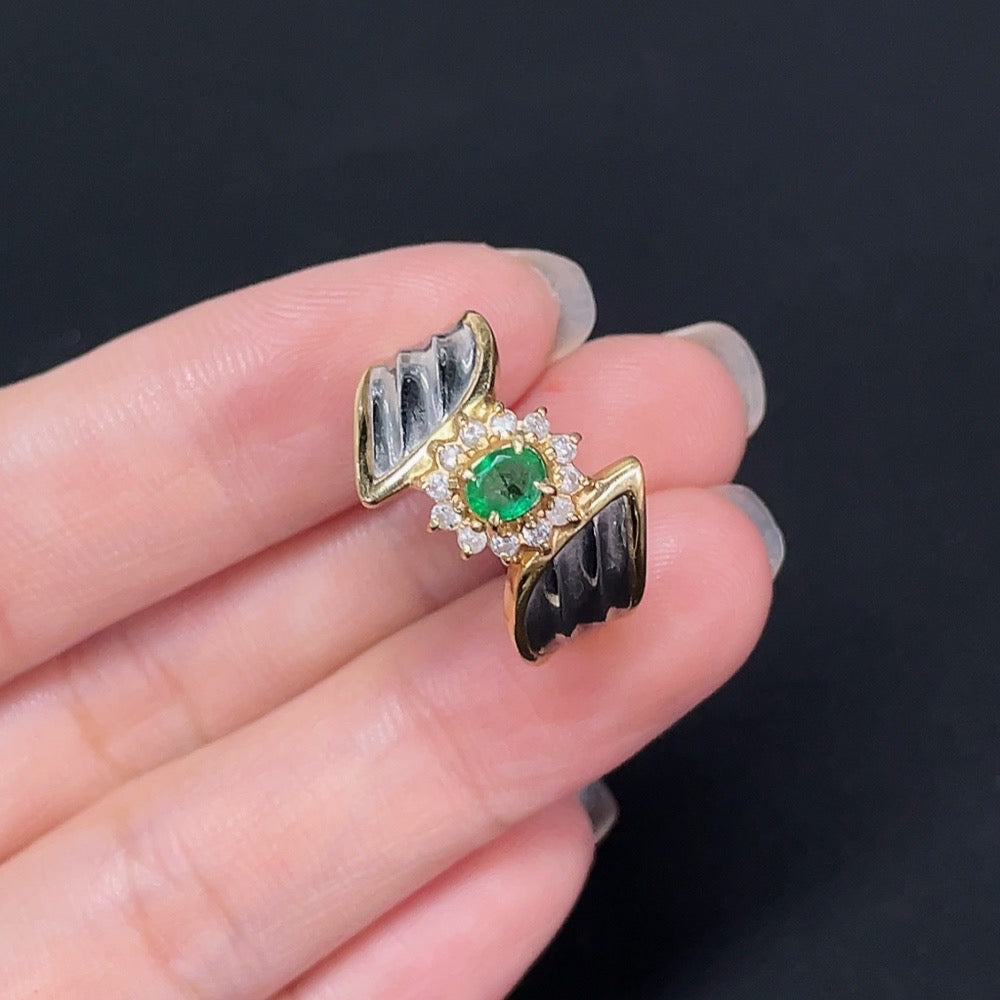 Clarity-Enhanced Emerald Ring with Diamond Accents