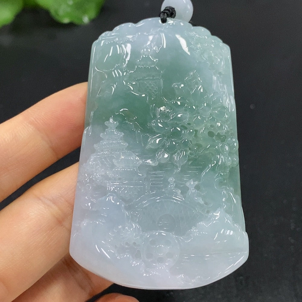 Jadeite landscape pendant total weight 81.496g