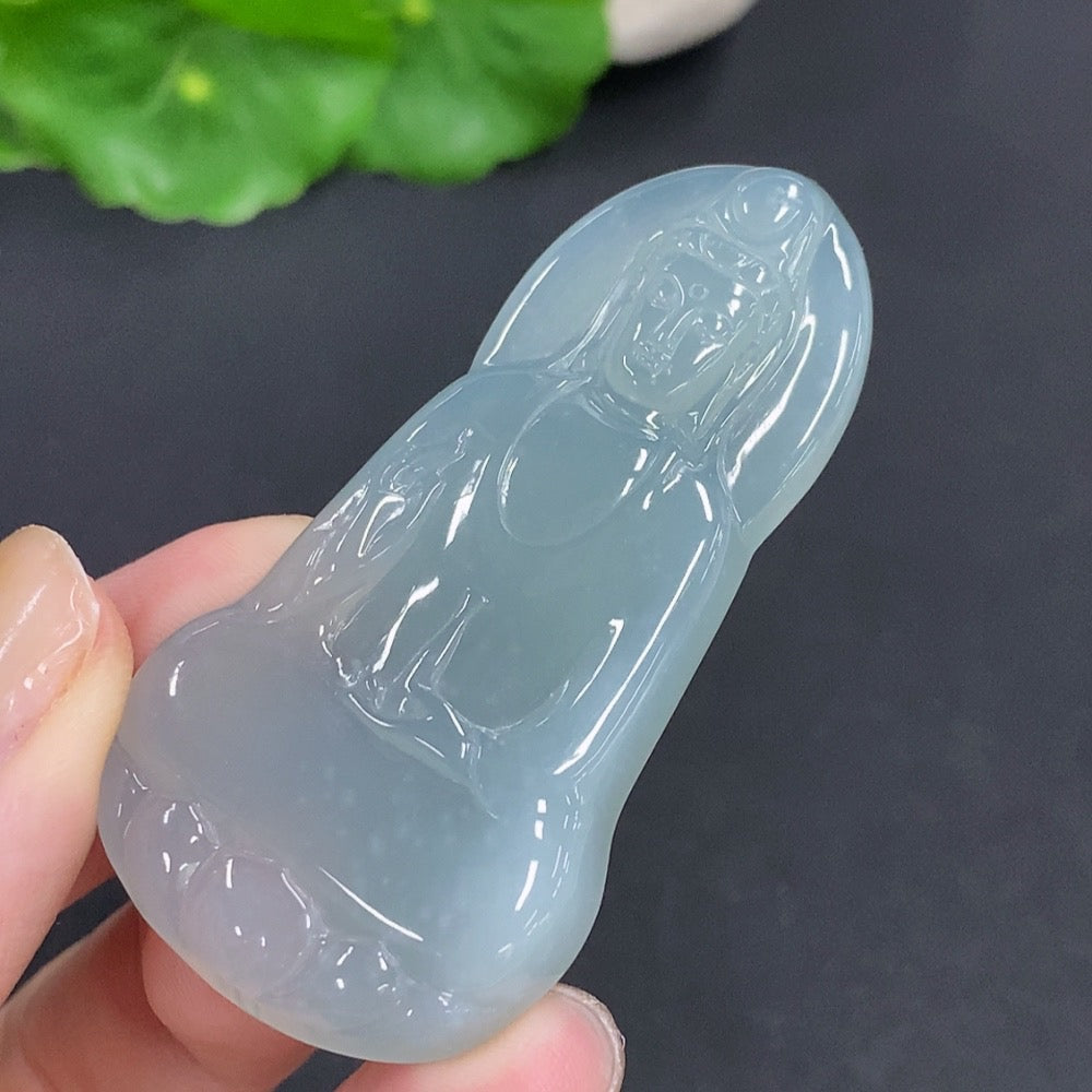 Jadeite Guanyin Pendant Total Weight Approximately 19.5g