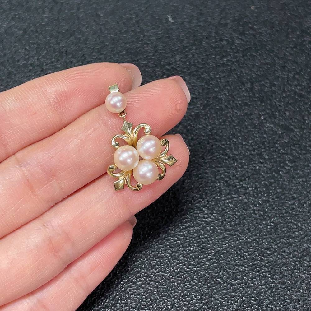 Huiliu certified seawater pearl pendant with 5.8mm round pearl, featuring Au57% content, elegant jewelry piece.