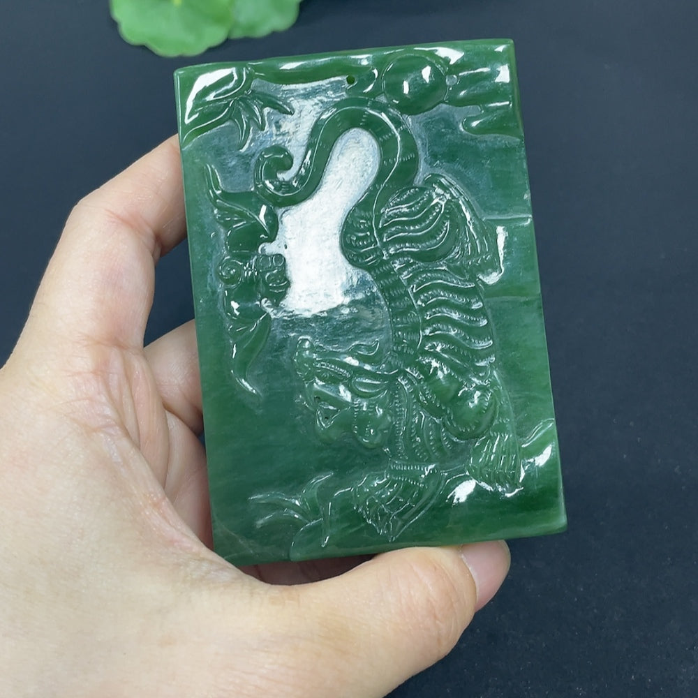 Hetian Jade Jasper Pendant - Fierce Tiger Descending the Mountain, Total Weight Approx. 131.9g