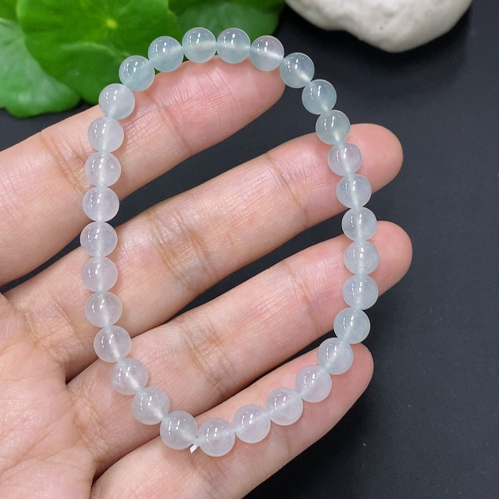 HUILIU HQ jadeite bead necklace with 5.8mm jade beads, total weight 11.6g, showcasing smooth, polished jade jewelry.