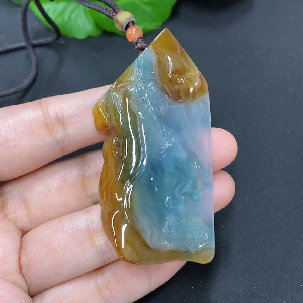HKHQ Jadeite Success Achieved Pendant necklace featuring a smooth jadeite pendant on a delicate chain.