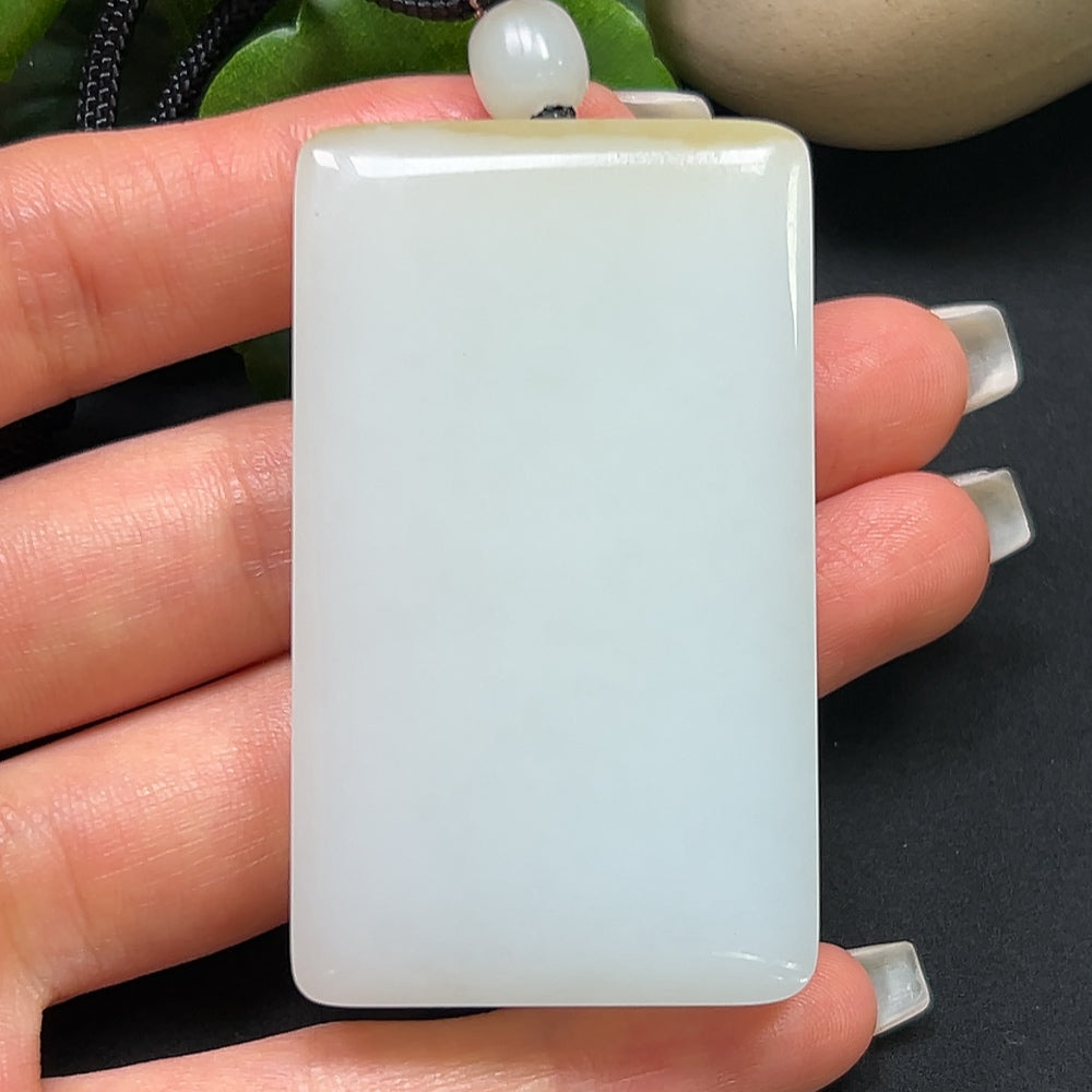 Hetian Jade Plain Pendant with Rope