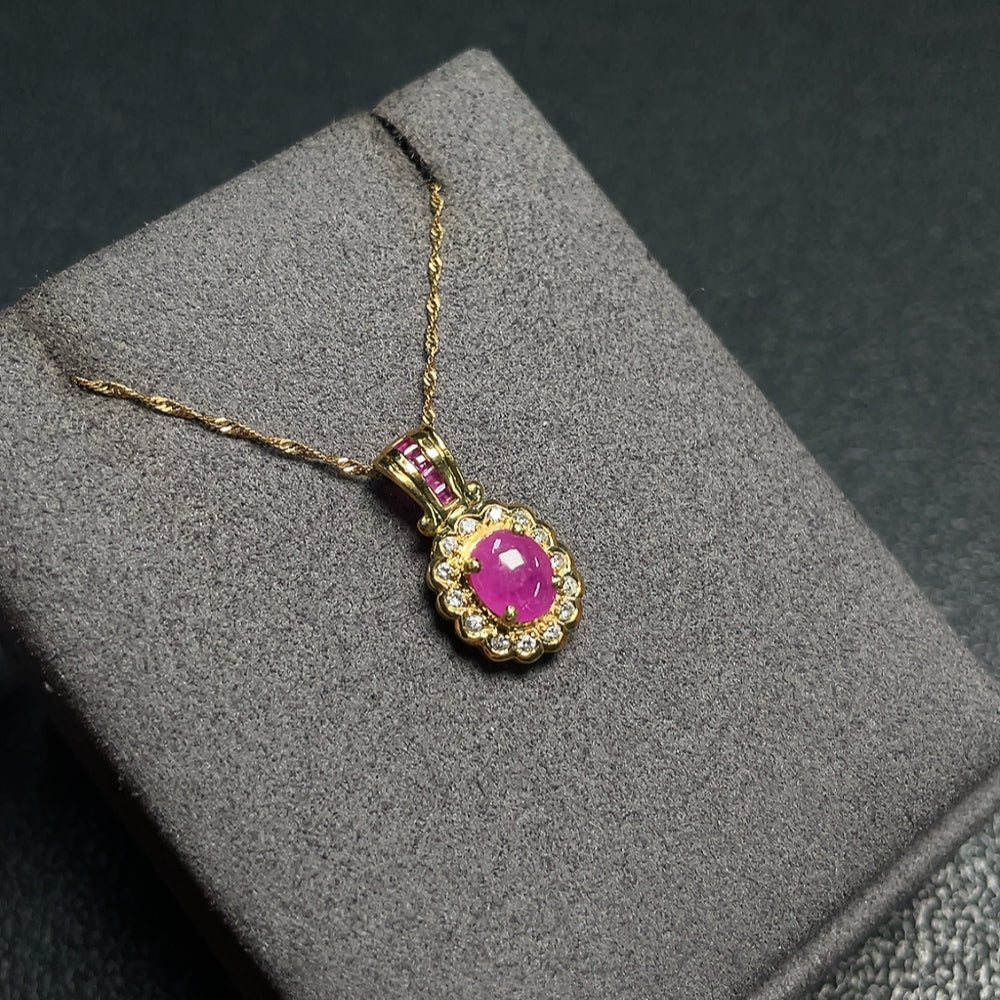 Ruby Necklace with Diamond Accents, . | Huiliu Certified