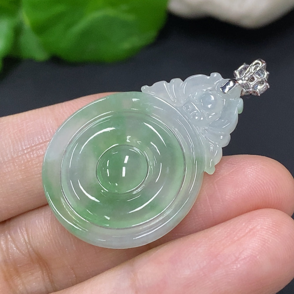 Jadeite Pendant with 18k Clasp and Diamond Accents, Total Weight Approximately 4.7g