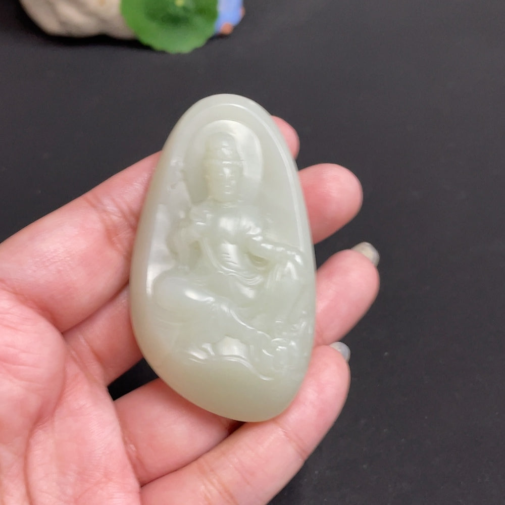 Hetian Jade Pendant Guanyin Total Weight Approx. 61.1g