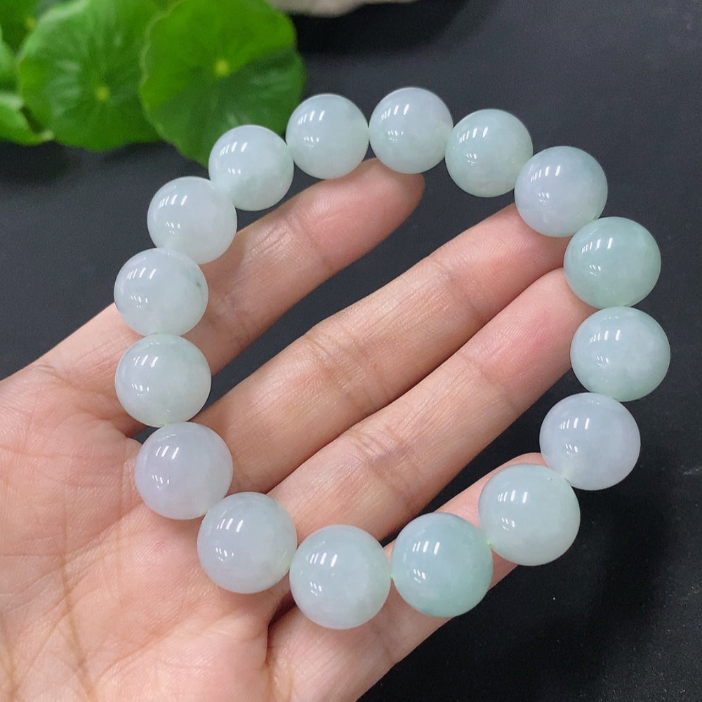 Jadeite Beads Bracelet Approx.12.5mm Total Weight 53.42g