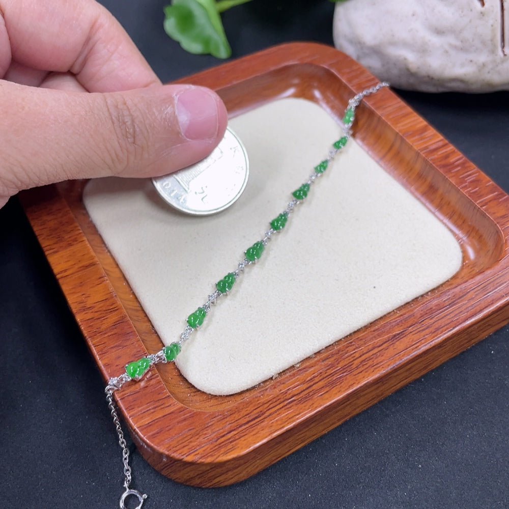 Jadeite Gourd Inlaid Bracelet 18K Gold Inlaid with Diamonds