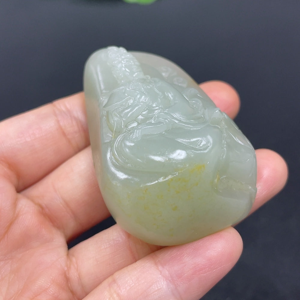 Hetian Jade Pendant - Guanyin, Total Weight Approx. 57.7g, Undetermined Skin Color Origin