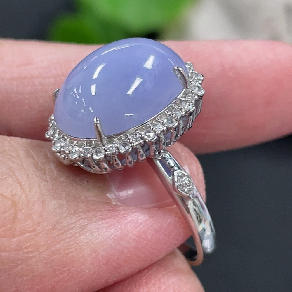 Jadeite Cabochon Ring and Pendant Convertible Set, 18K Gold Setting, Size 14, Total Weight Approx. 6.15g, Accented with Diamonds