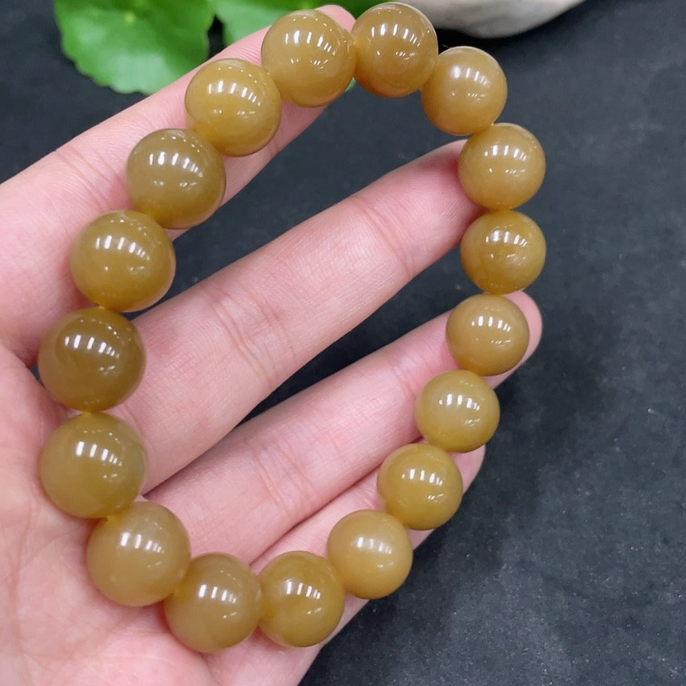 Hetian Jade Bracelet, approx. 11.8mm beads, total weight approx. 43.5g
